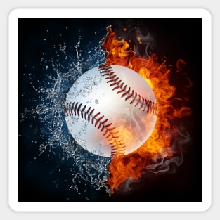 Baseball Fire And Water Yin Yang Sports Sticker